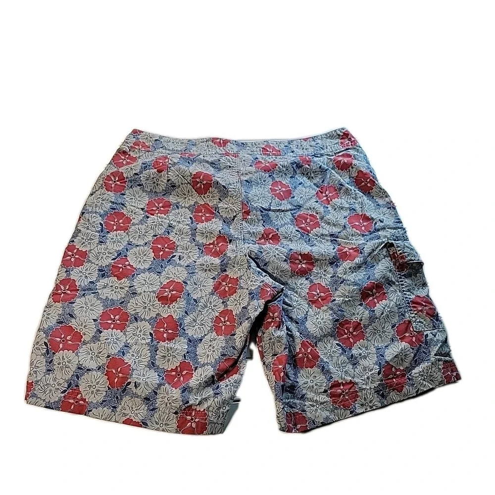 J Crew BLUE White Hawaiian FLORAL Mesh Lined  Swim Trunks‎ Mens SIZE 32